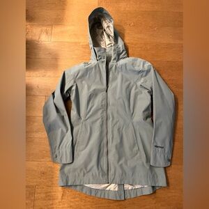 Marmot Light Blue Hooded Rain Jacket